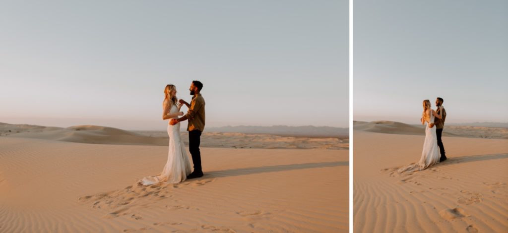 sunset elopement in Glamis imperial dunes